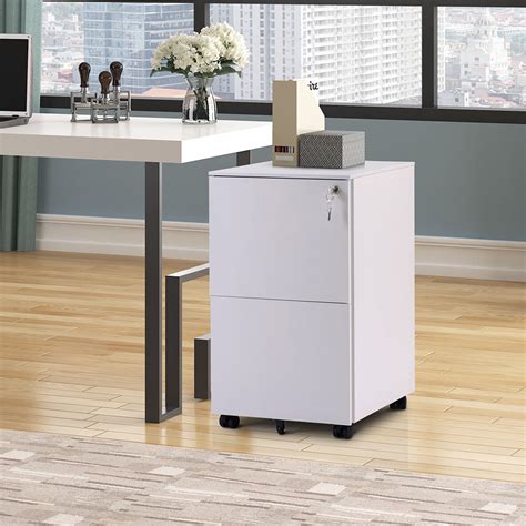 white filing cabinet on wheels